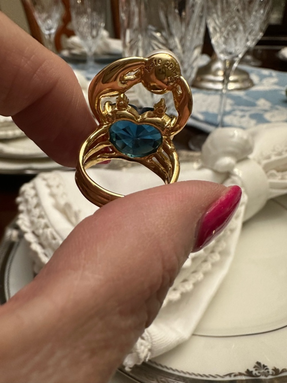 KATE SPADE SEA STAR HEART CRAB PEARL RING - SIZE 8 - Picture 8 of 10